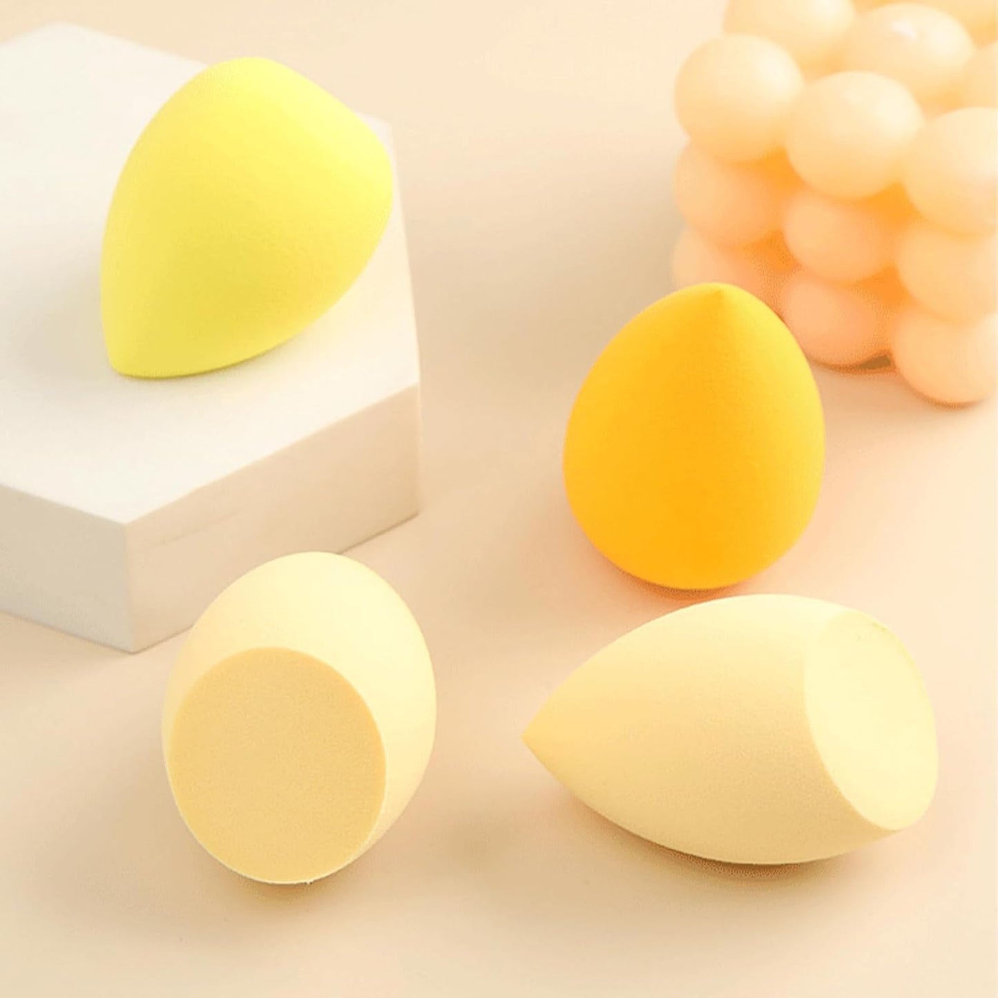 EUDUQ 8-piece makeup sponge set, makeup sponge, large, multi-color, washable sponge, liquid base, powder, sunscreen, yellow