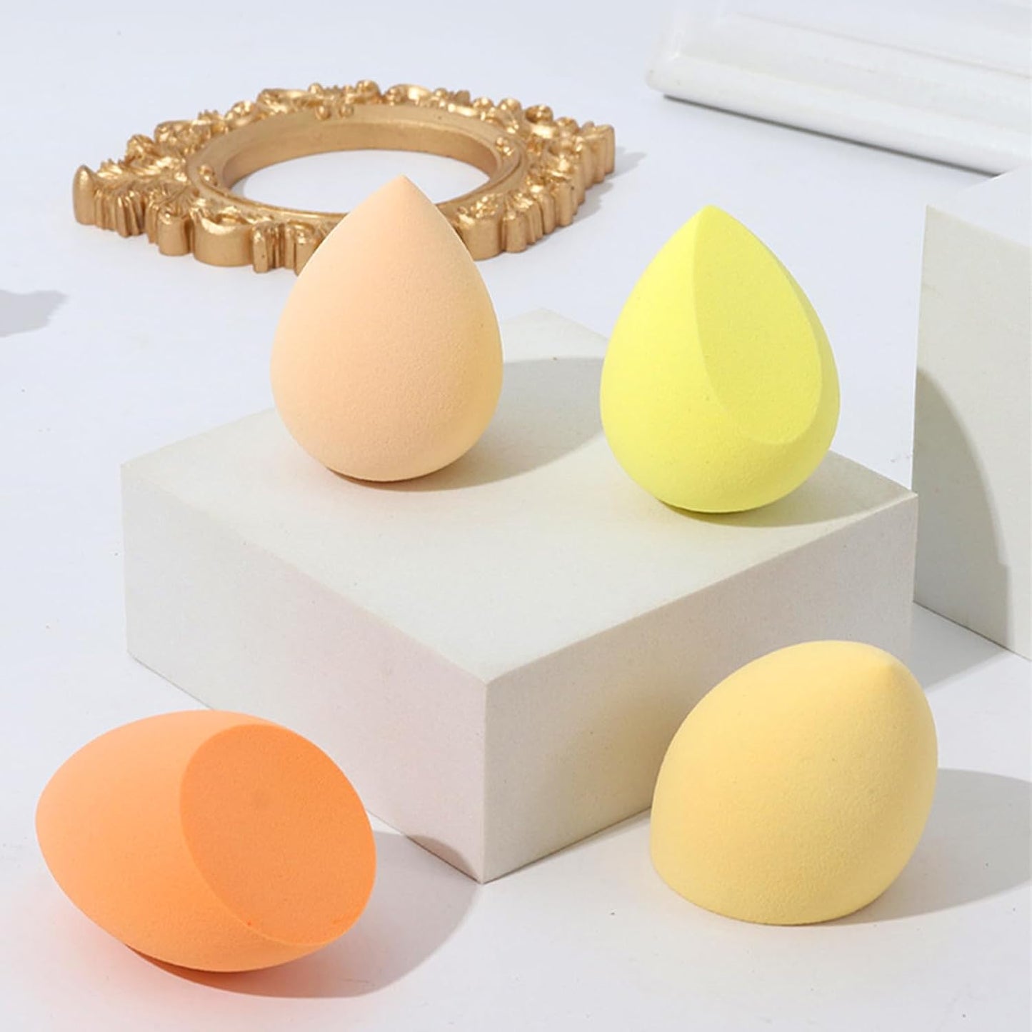 EUDUQ 8-piece makeup sponge set, makeup sponge, large, multi-color, washable sponge, liquid base, powder, sunscreen, yellow