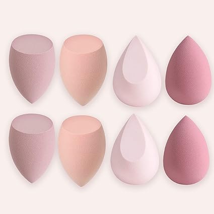 EUDUQ 8 pieces of cosmetic sponge, beauty mixer, decontamination sponge, latex free washable cosmetic sponge, suitable for liquid alkali, sunscreen and face cream