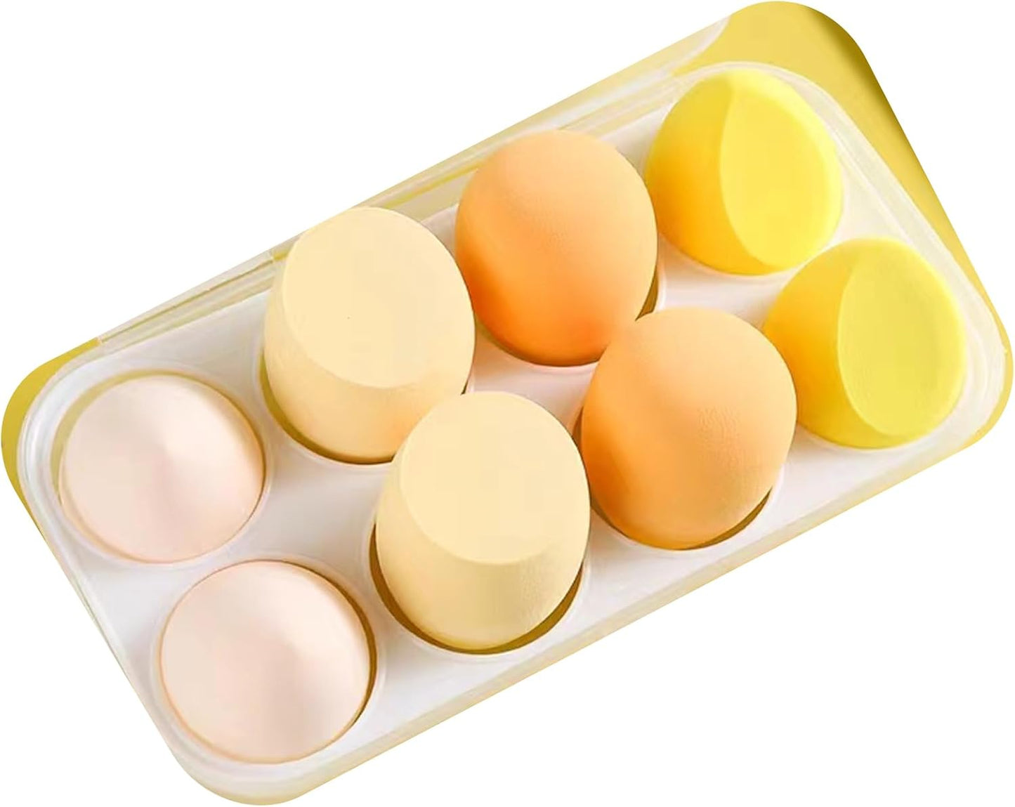 EUDUQ 8-piece makeup sponge set, makeup sponge, large, multi-color, washable sponge, liquid base, powder, sunscreen, yellow