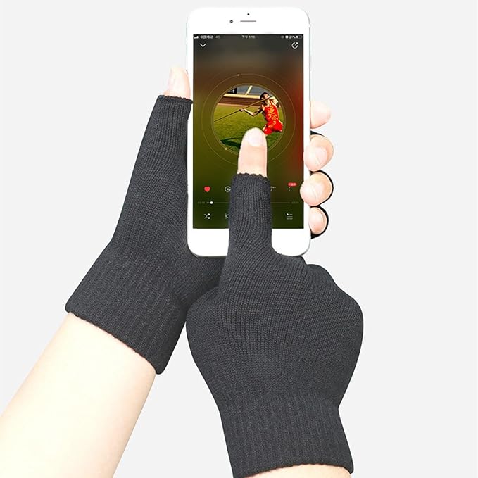 EUDUQ 2 Pair Fingerless Gloves,Autumn Winter Fingerless Gloves,Acrylic Half Finger Gloves,Universal Size Fingerless Gloves for Kids Men Women