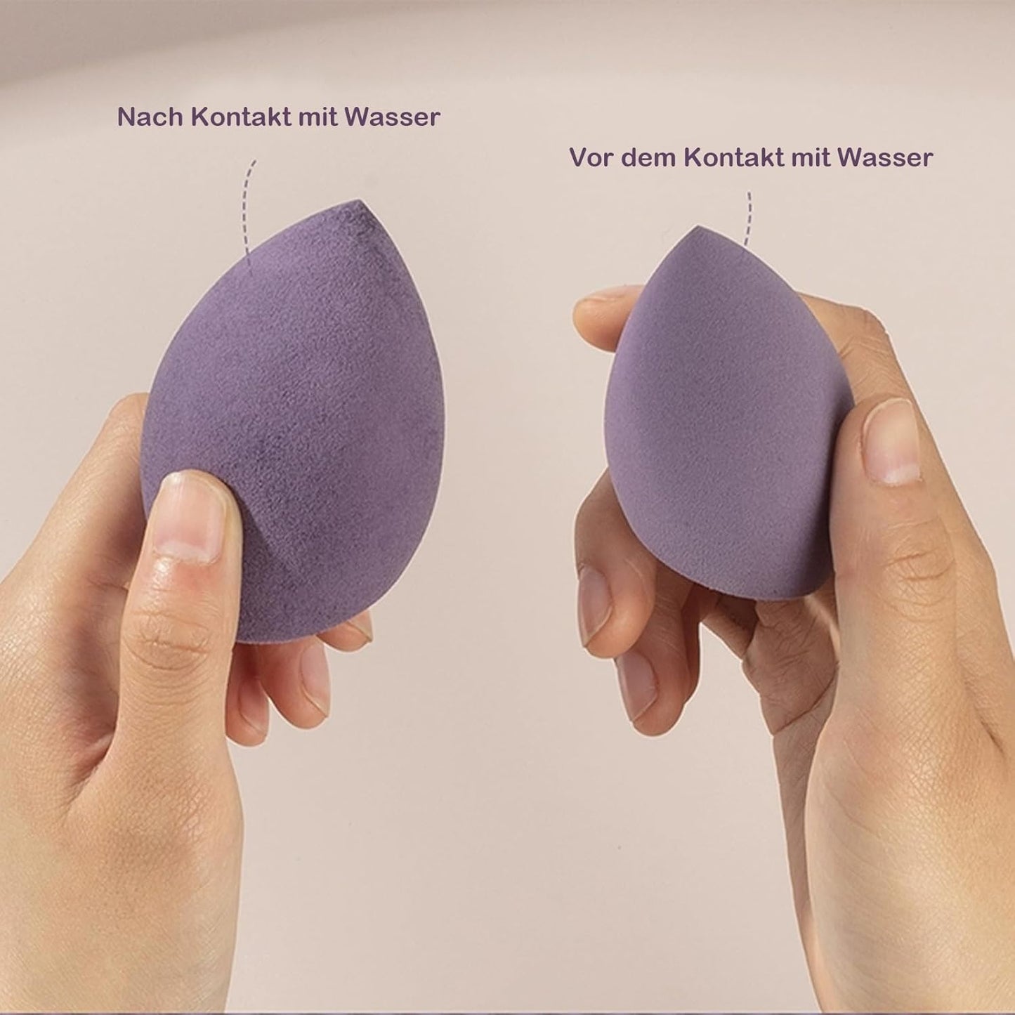 EUDUQ 8 pieces of cosmetic sponge, beauty mixer, decontamination sponge, latex free washable cosmetic sponge, suitable for liquid alkali, sunscreen and face cream (lavender)