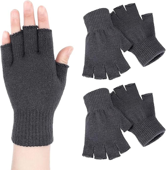 EUDUQ 2 Pair Fingerless Gloves,Autumn Winter Fingerless Gloves,Acrylic Half Finger Gloves,Universal Size Fingerless Gloves for Kids Men Women